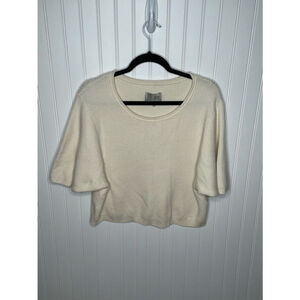 Women's Saturday Sunday Anthropologie Cream Waffle Knit Sweater top XS Oversized